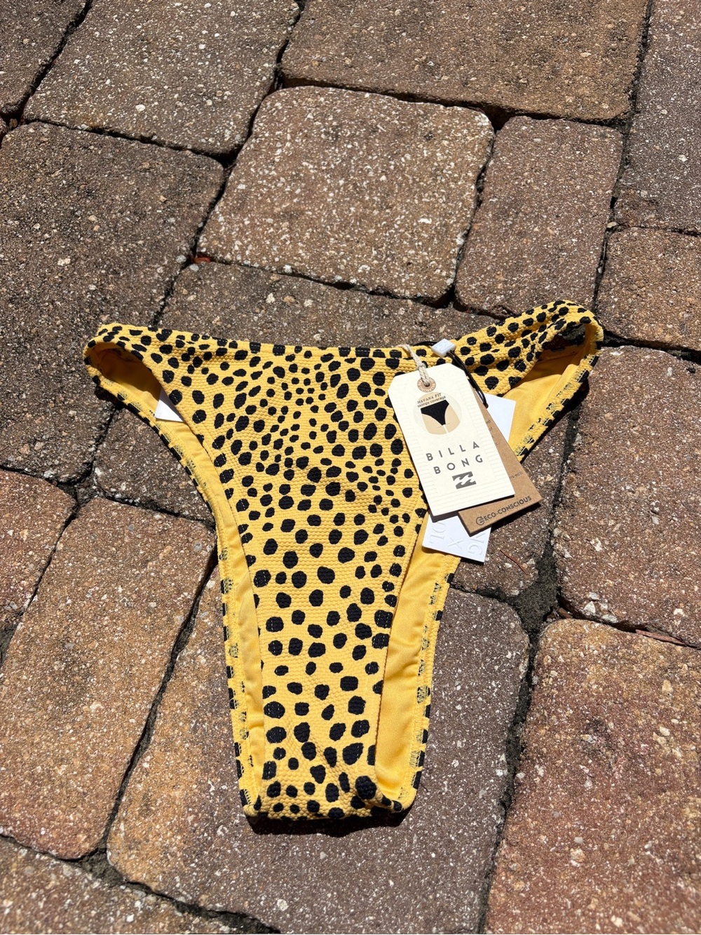 NWT Billabong Yellow with Black Spot Bikini Bottom